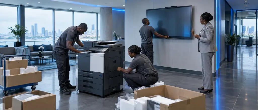 Un technicien met en service un équipement chez un client